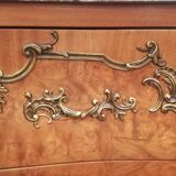Curved chest of drawers in elm magnifying glass and bronze