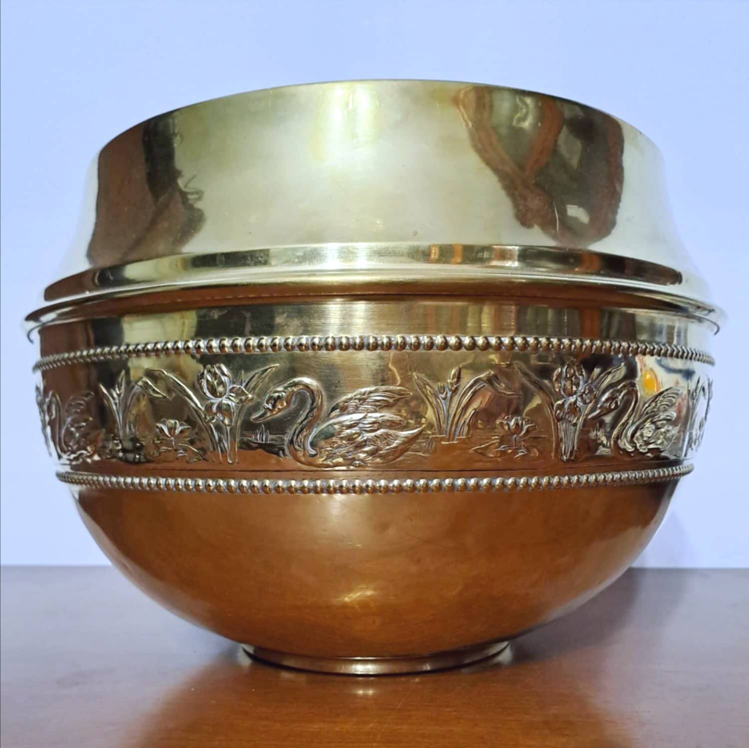 Old brass flowerpot