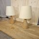 Pair of wooden bedside lamps