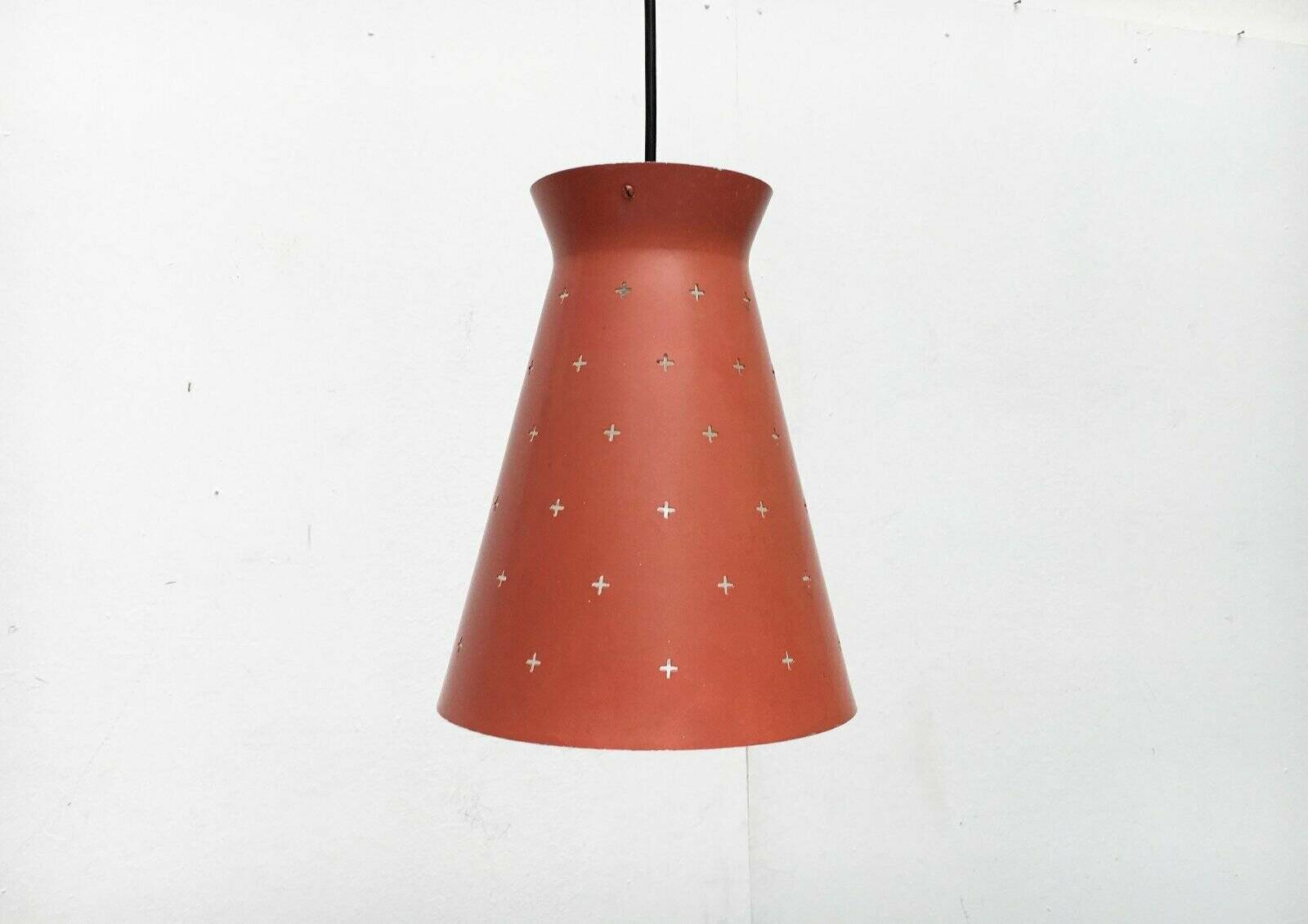 Perforated metal pendant light, mid-century design, 1960s.