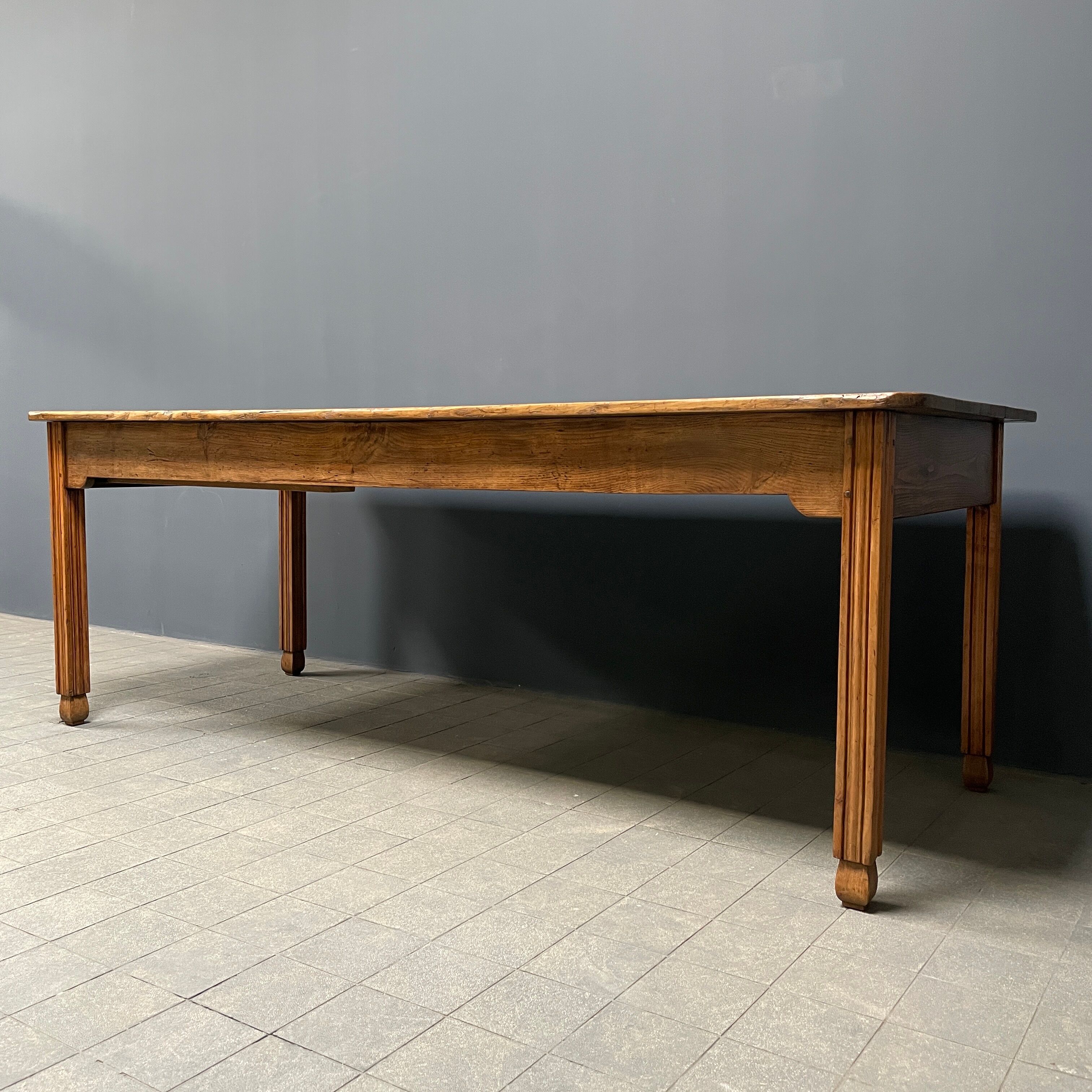 Large oak farmhouse table from France, early 1900s