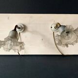 Pair of old wall lights, glass and iron tulip, 1920