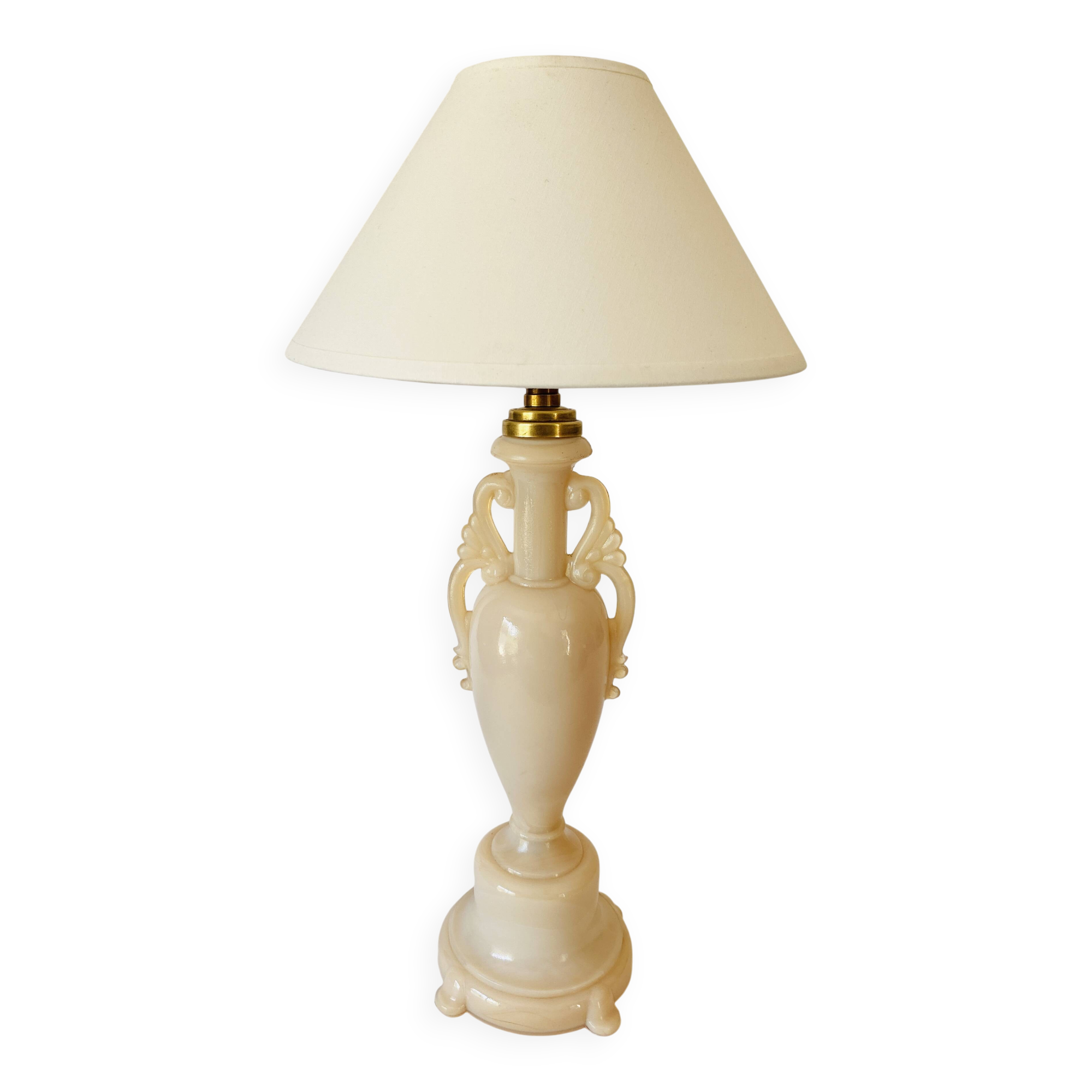 Lampe verre, câble tissu 2 M, abat-jour coton