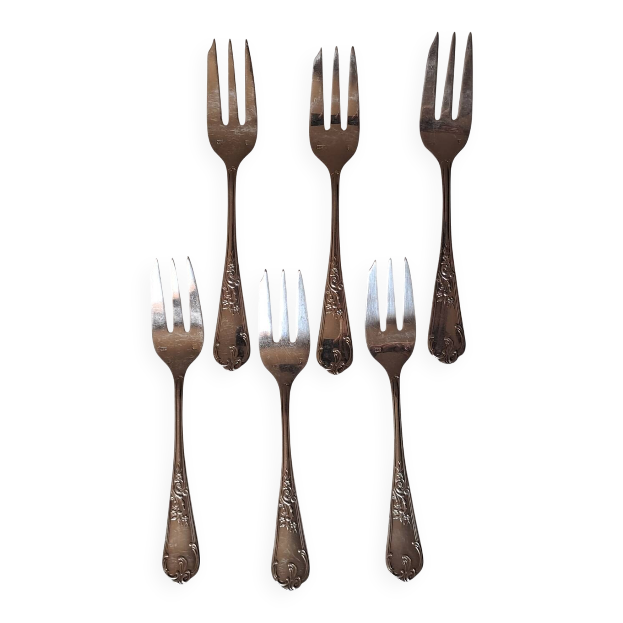 6 silver-plated cake forks