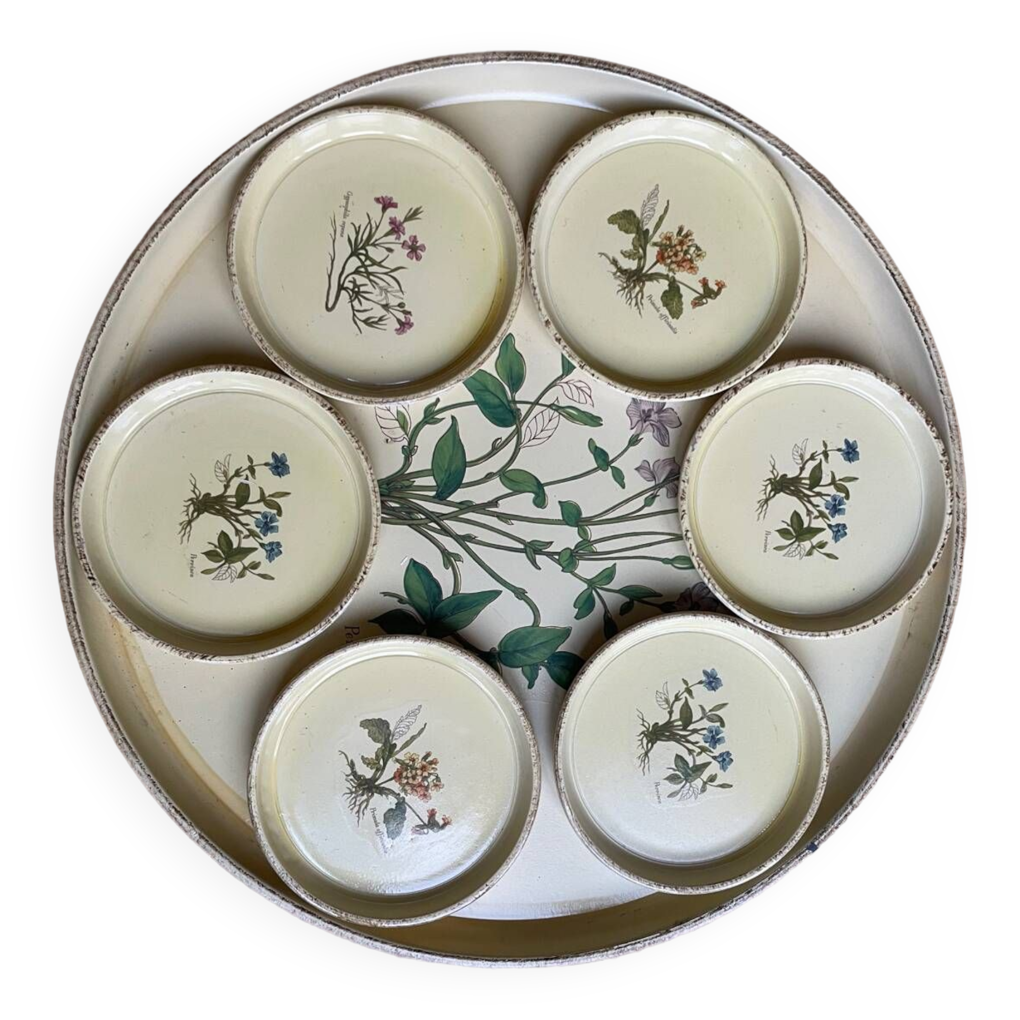 Vintage tray and under glass