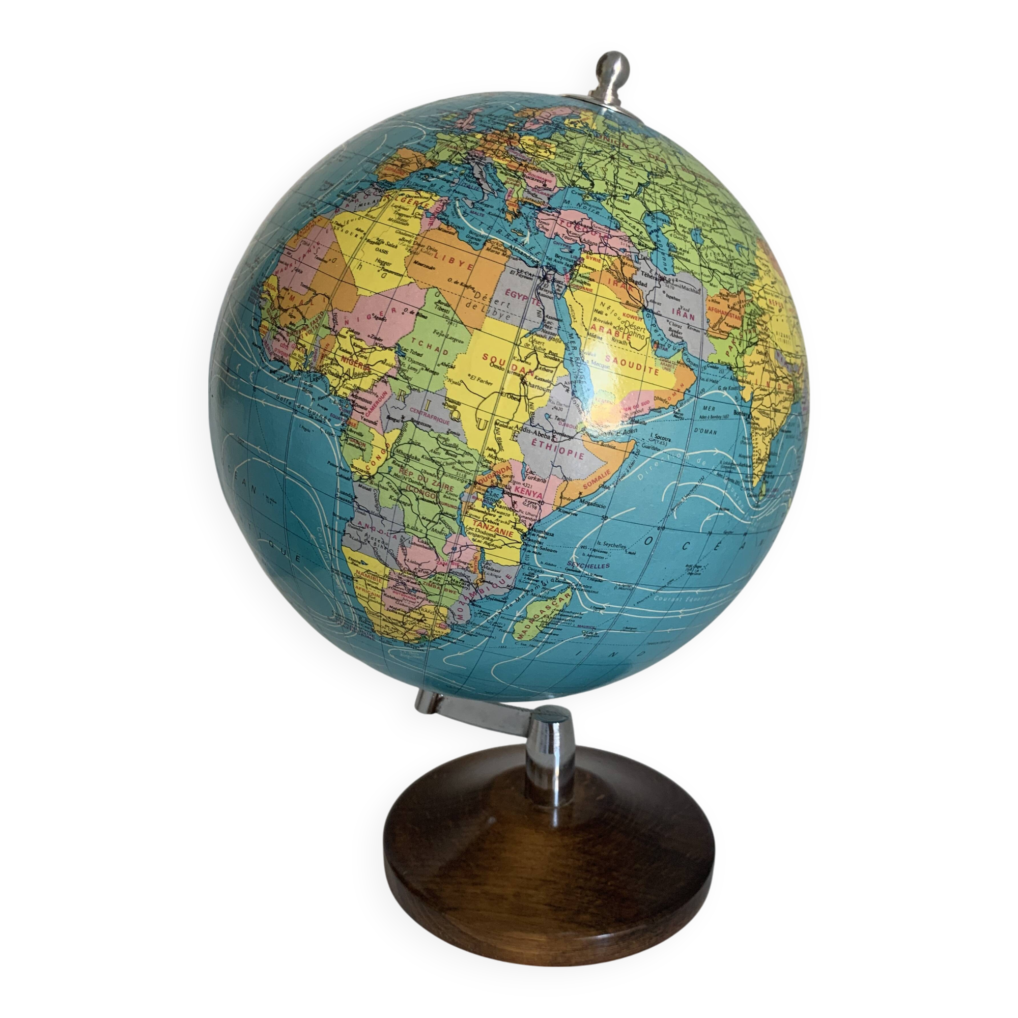 Vintage 1985 terrestrial globe Taride wood - 37 cm