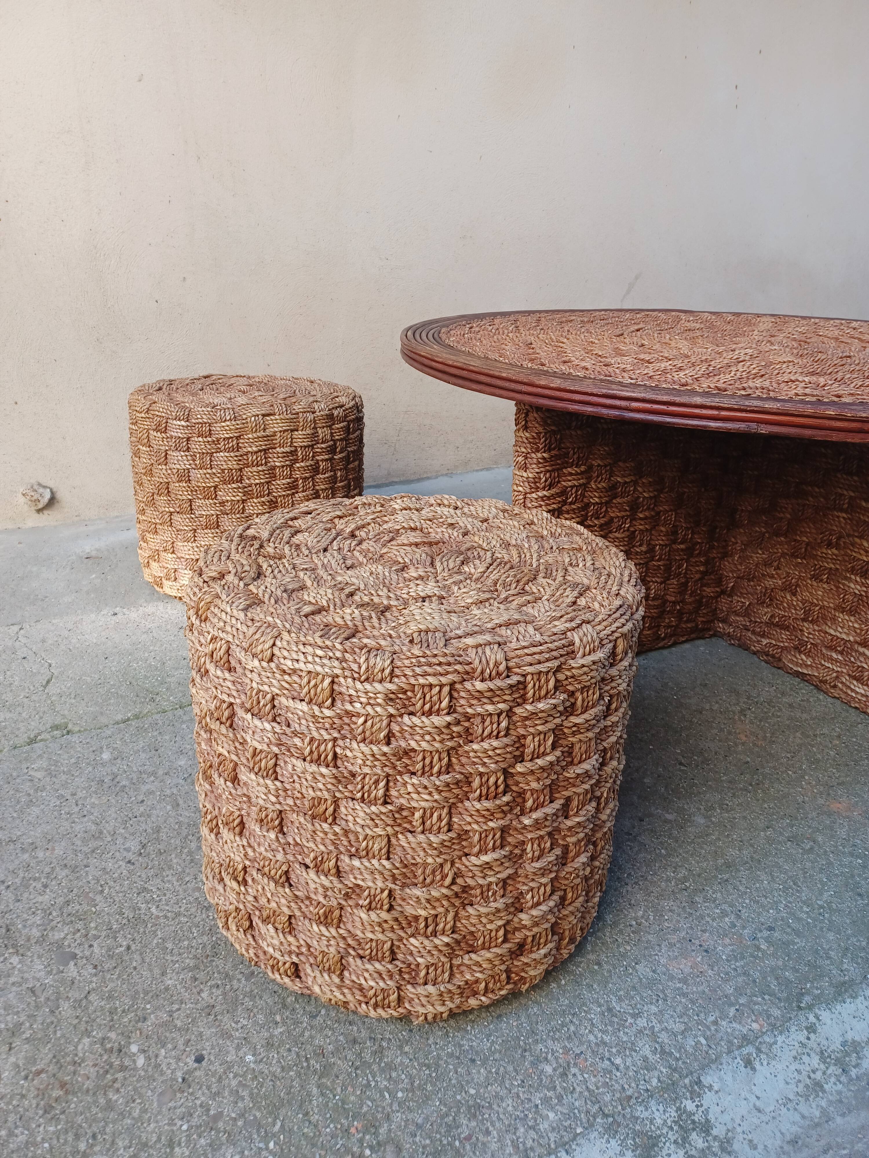 Coffee table and rope stools