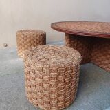 Coffee table and rope stools