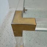 Table basse en plexiglas, laiton et verre, 1970