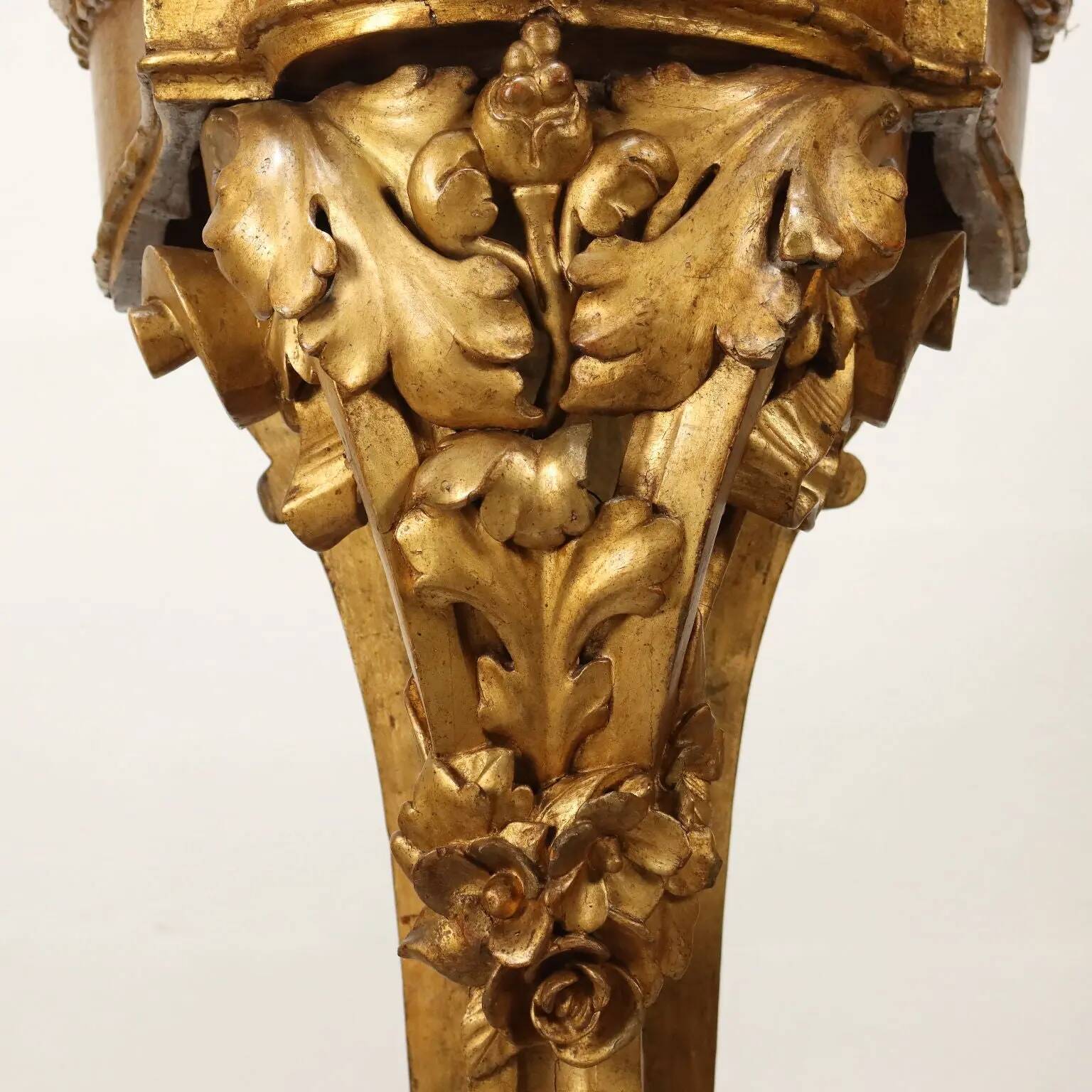 Pair of antique golden poplar shelves, Italy, 20th century