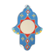 Moroccan painted wooden mirror in the shape of a hand, 1970s