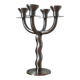 Vintage brutalist chandelier with 4 lights in brushed metal.