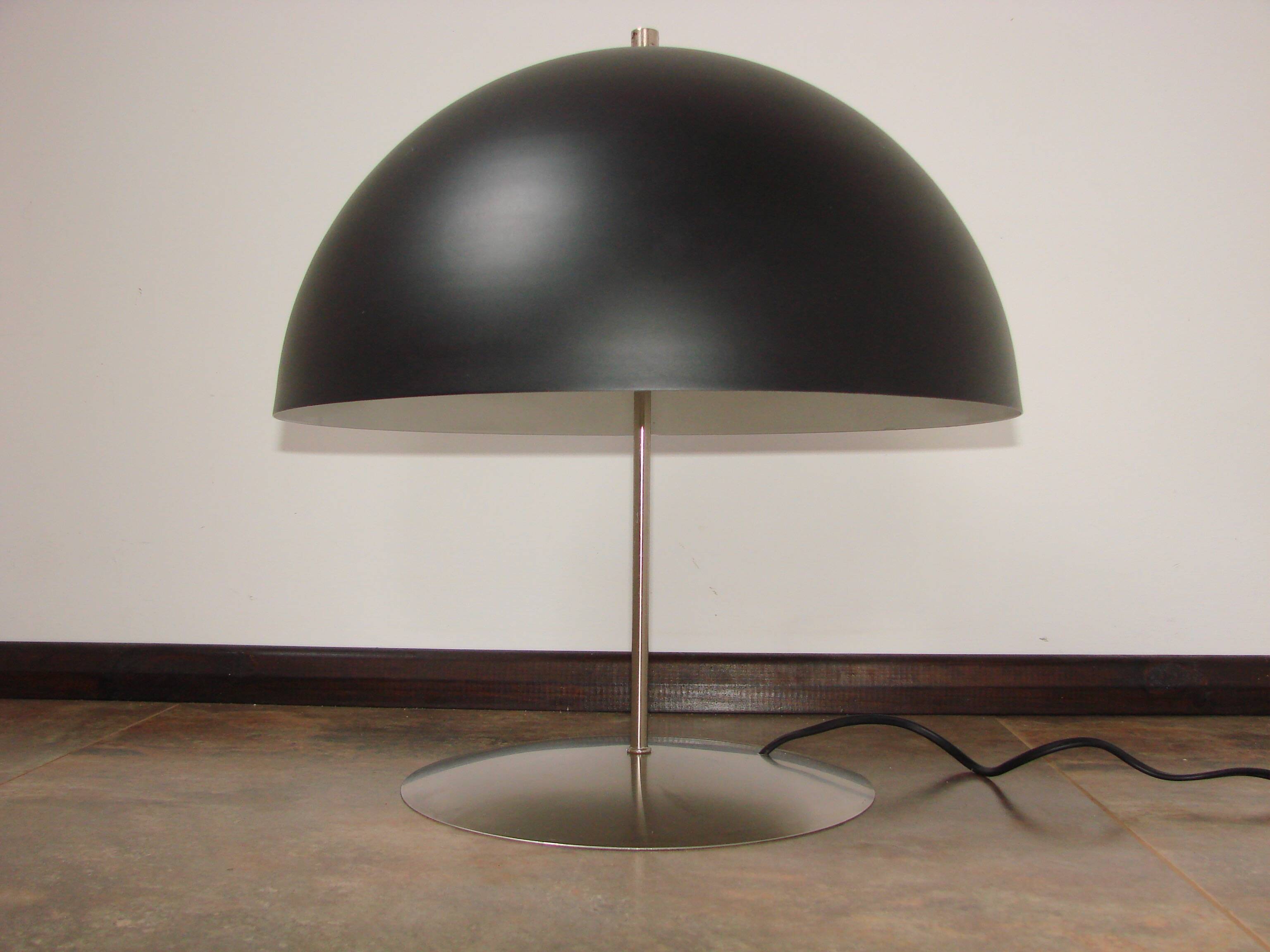 Modern table lamp – 1980s, metal, black shade, 2x E27