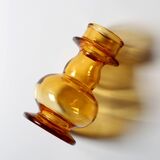Mid-century Small Amber Honey Pressed Glass Vase / Italy / 1960s