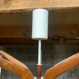 Teak and opaline Rispal chandelier, circa 1960.