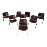 Giancarlo Piretti chairs with wooden seats and backs