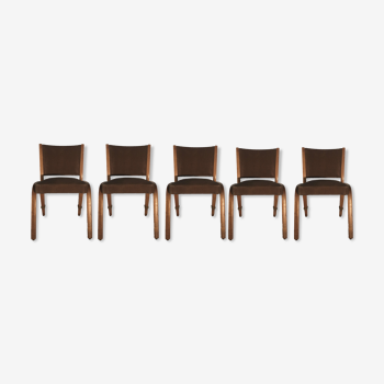 Suite of 5 Bow-wood chairs ediiton Steiner