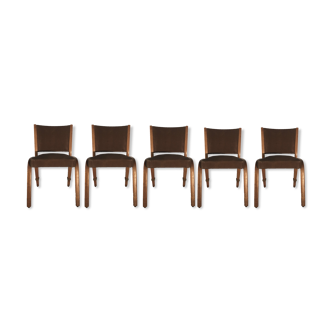 Suite of 5 Bow-wood chairs ediiton Steiner