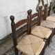 Set of 4 chairs in solid oak and straw