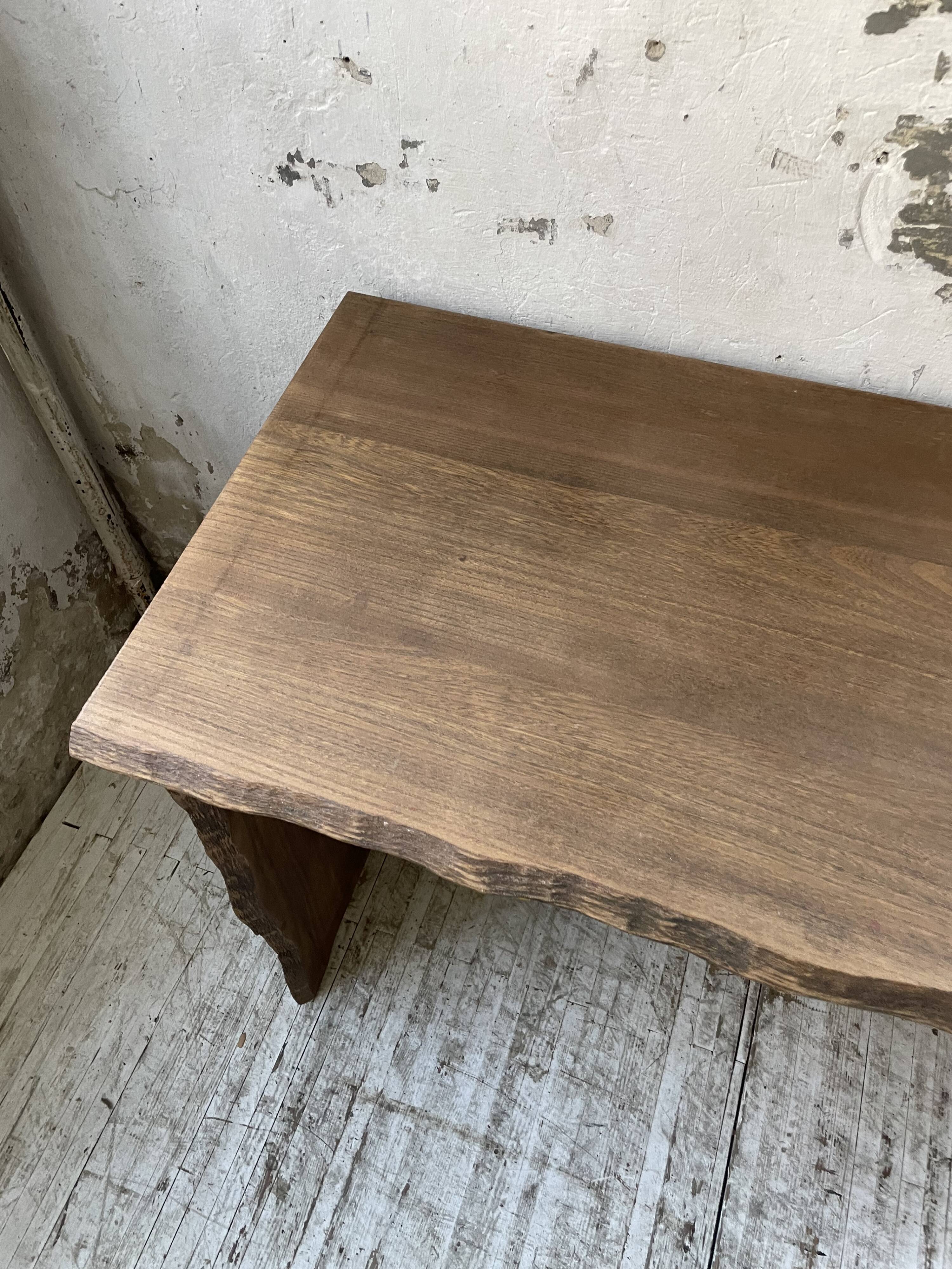 Brutalist desk in elm, signed Aranjou.