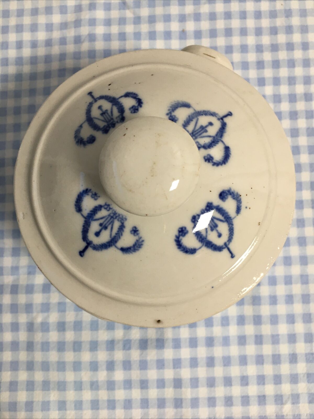 Candy pot covered sugar pot ceramic blue decorations enamelled sandstone