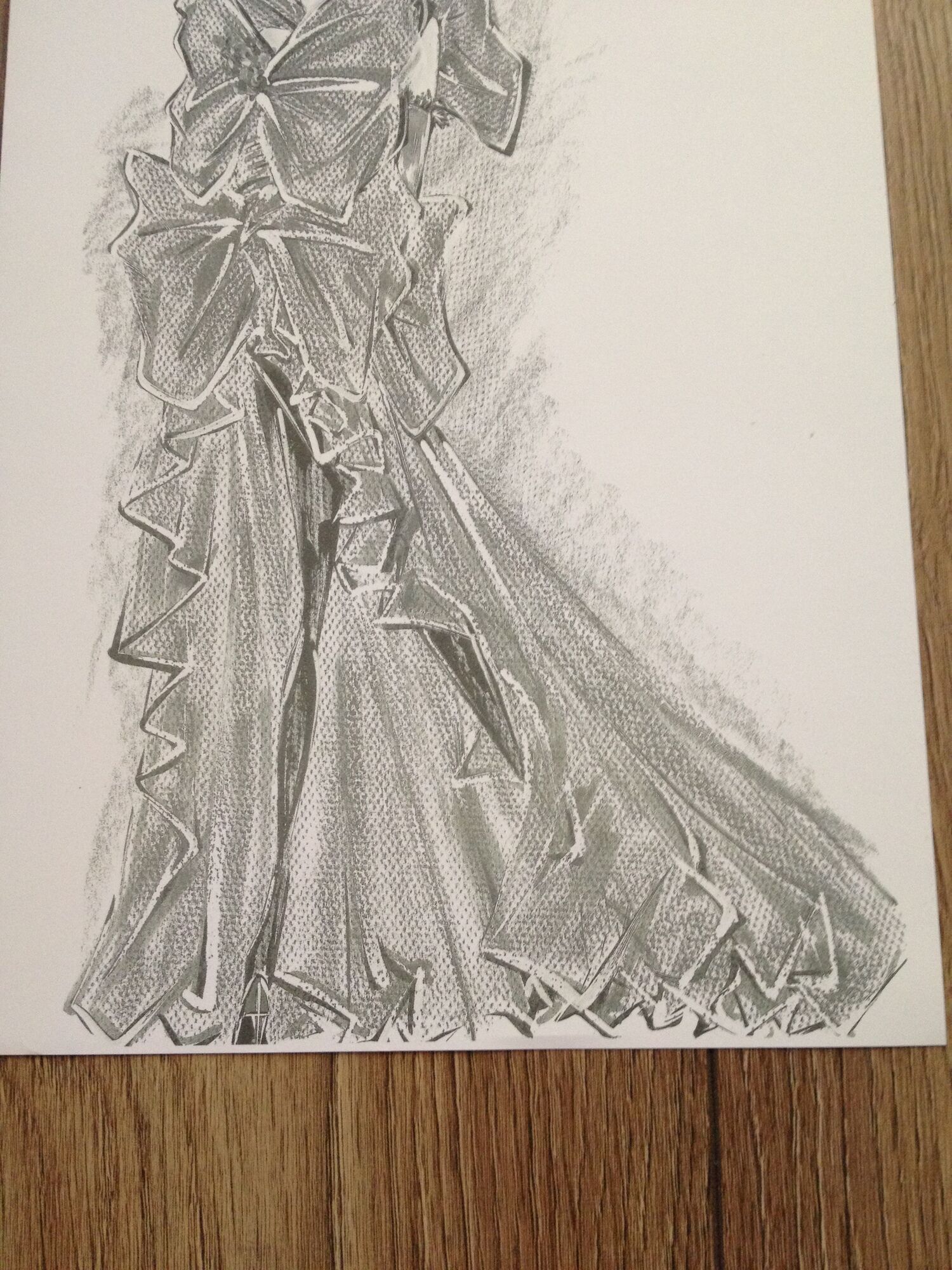 Emanuel ungaro - press sketch - fashion late 80s