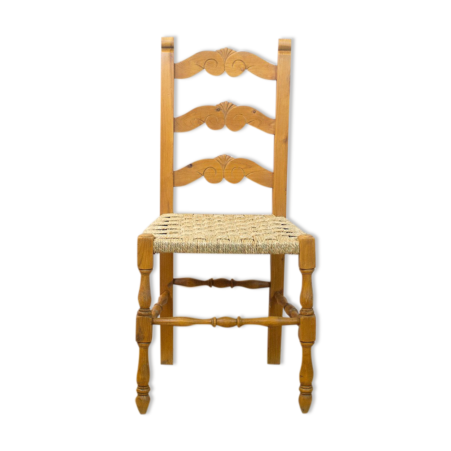 Rustic Chair With Woven Seat, Spain, 1950's