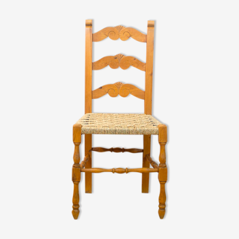 Rustic Chair With Woven Seat, Spain, 1950's