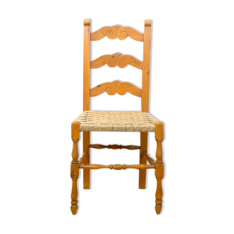 Rustic Chair With Woven Seat, Spain, 1950's