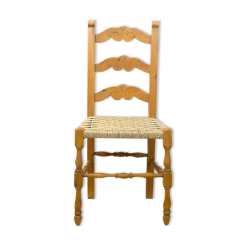 Rustic Chair With Woven Seat, Spain, 1950's