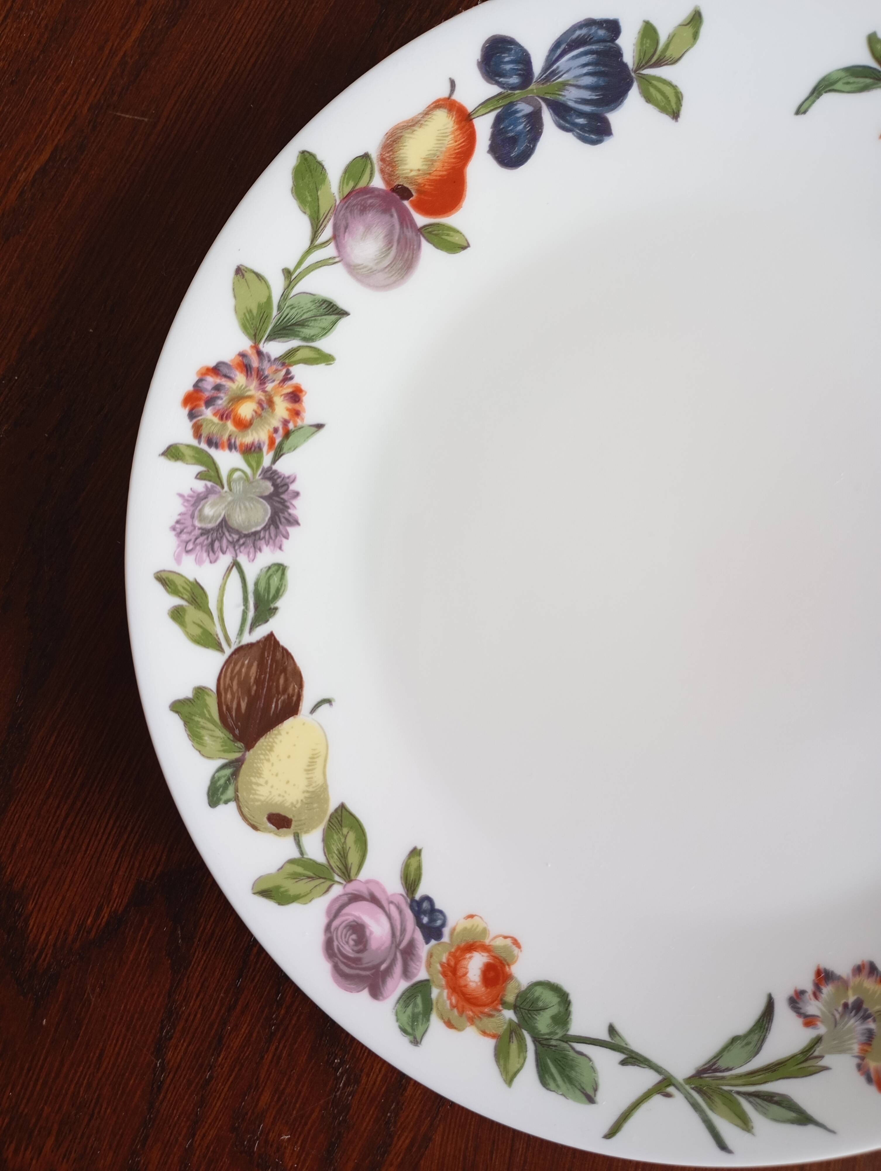 Dish & 12 dessert plates Porcelain of Paris "The Four Seasons"