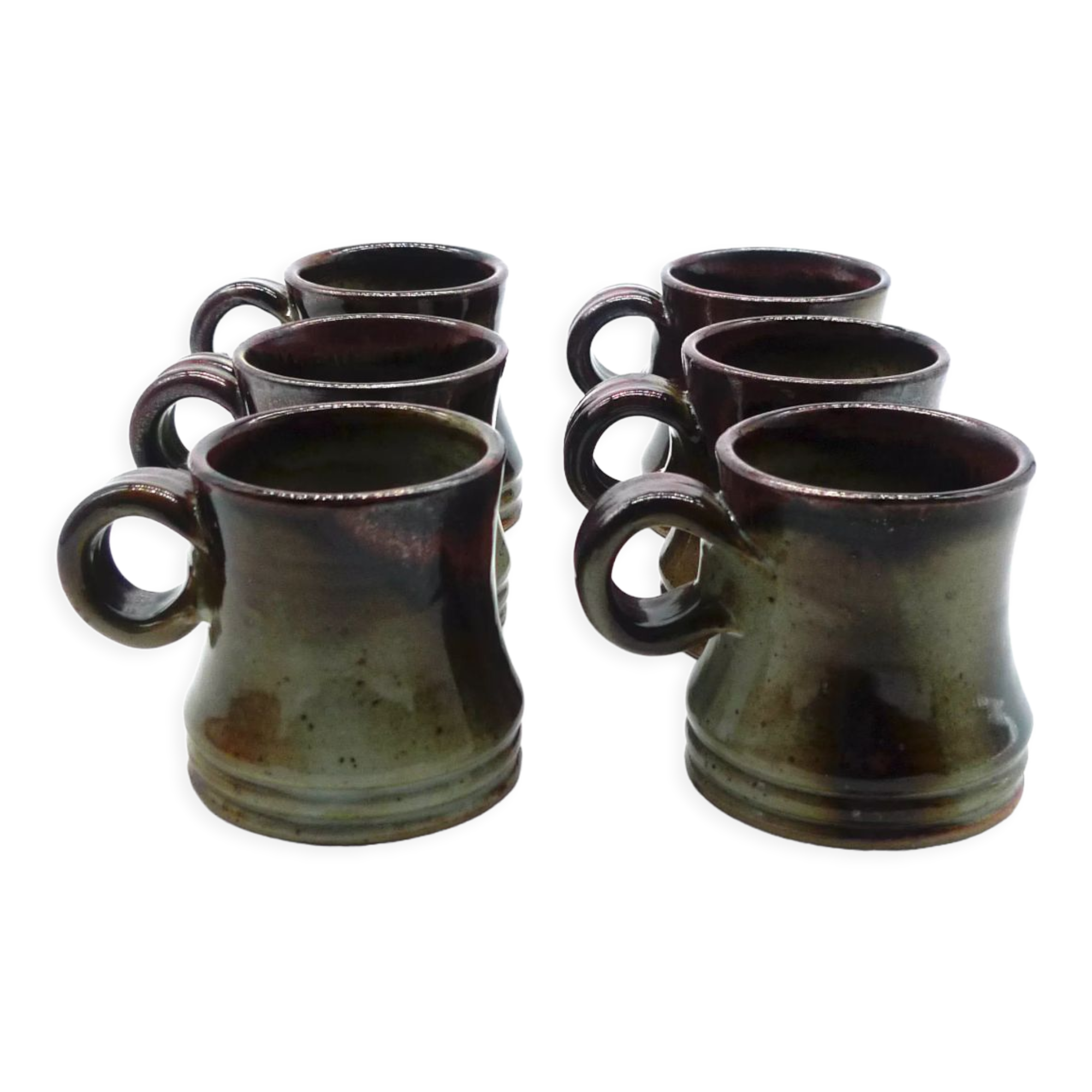 Set of six stoneware mugs