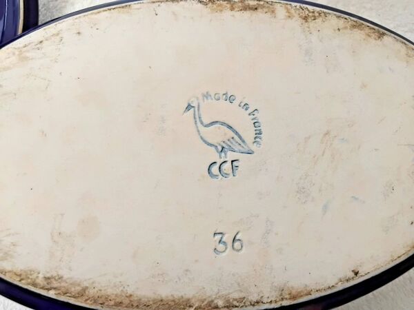 Cocotte ovale vintage à baeckeoffe en céramique, France