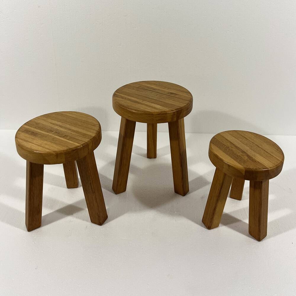 Brutalist blond oak side tables 1980’s