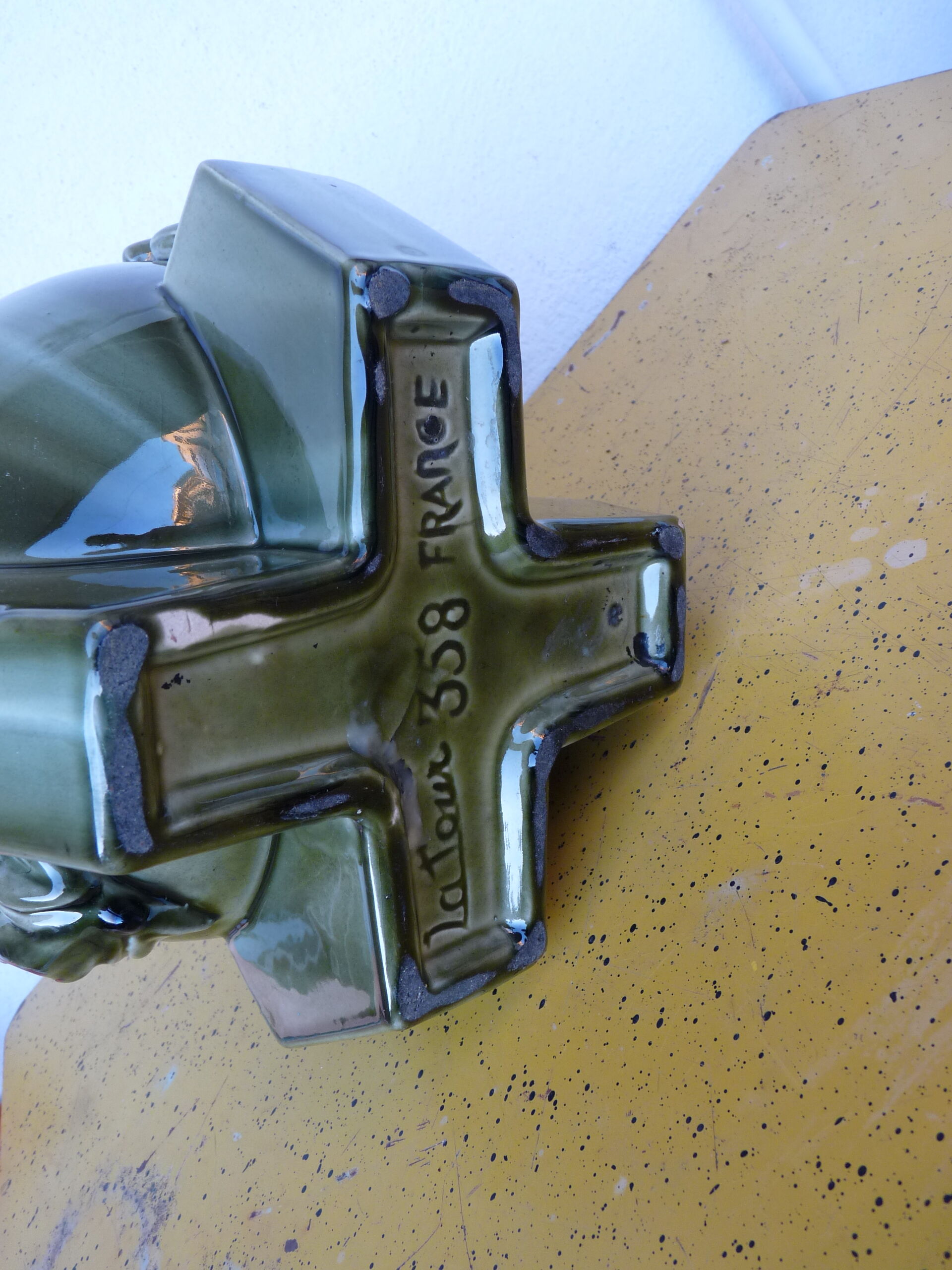 Large vase barbotine art deco sign latour