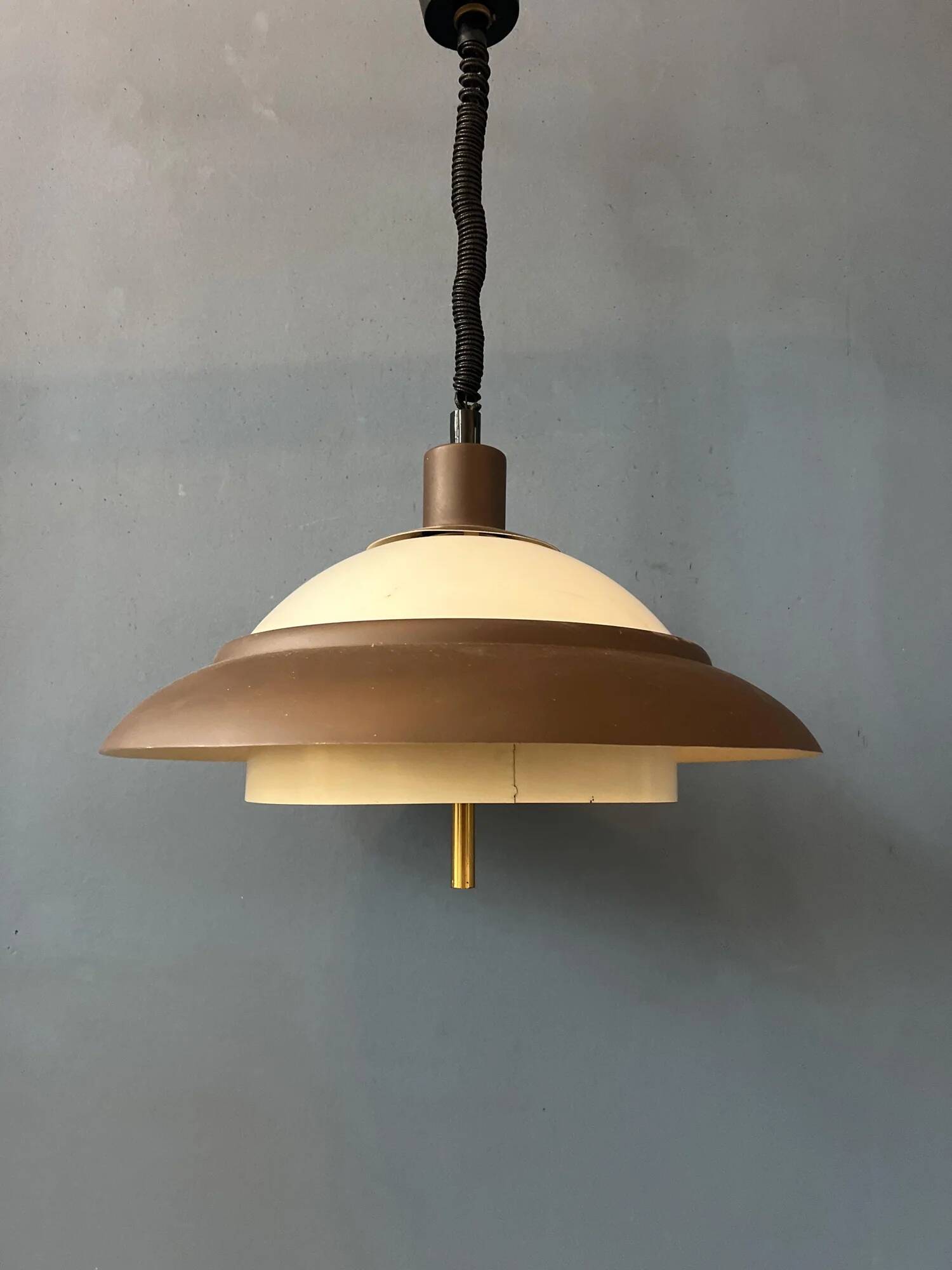 Brown and beige mid-century Dijkstra space age pendant lamp