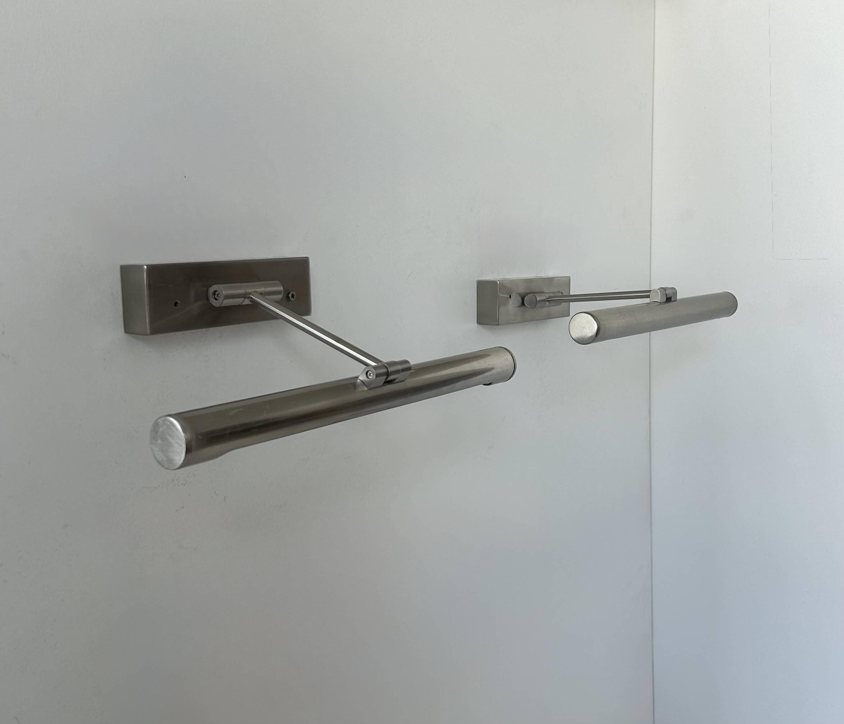 Pair of vintage chrome adjustable wall lights, France, 1980