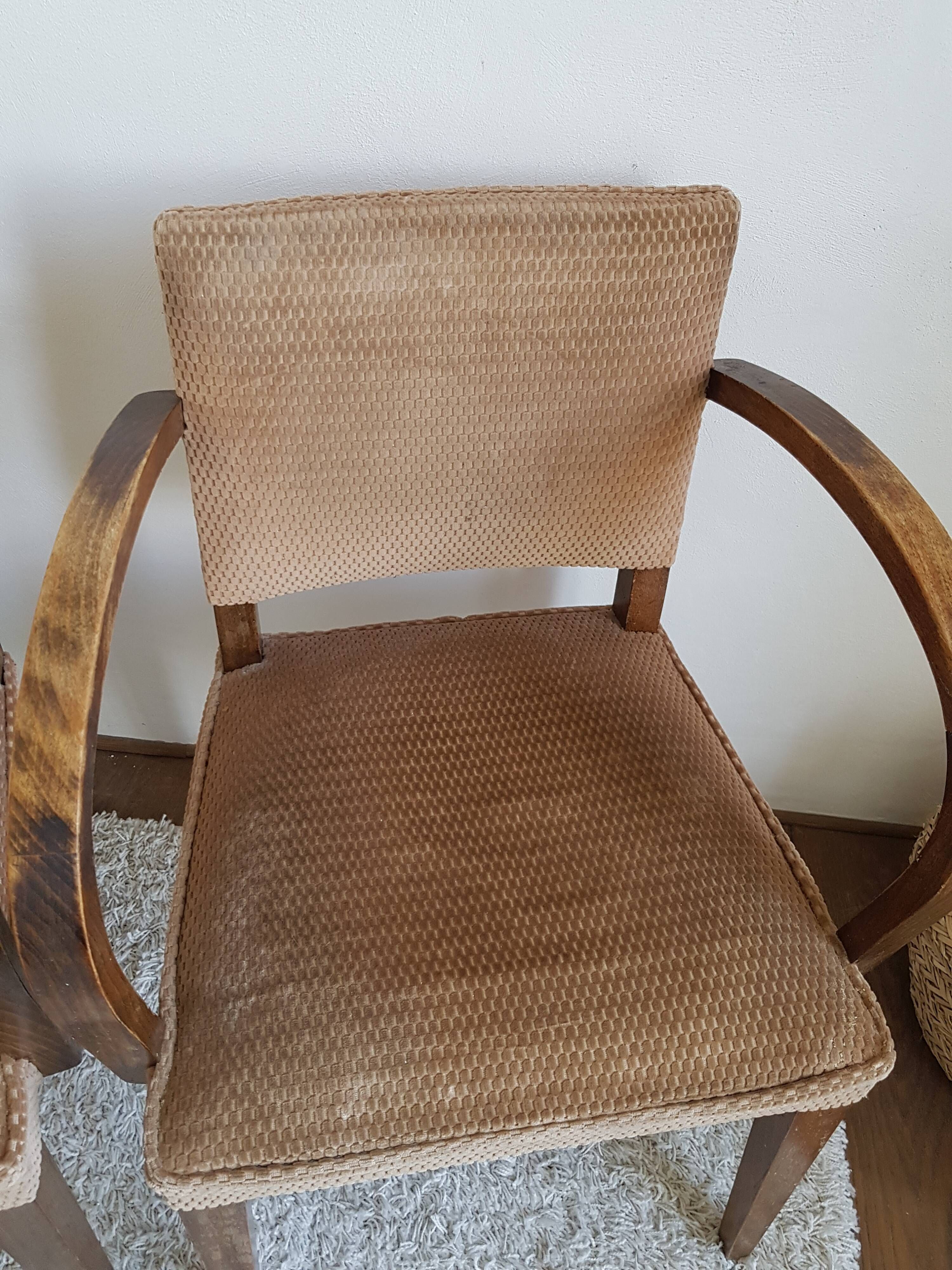 Pair of vintage bridge armchairs-circa 1960-wood and velvet