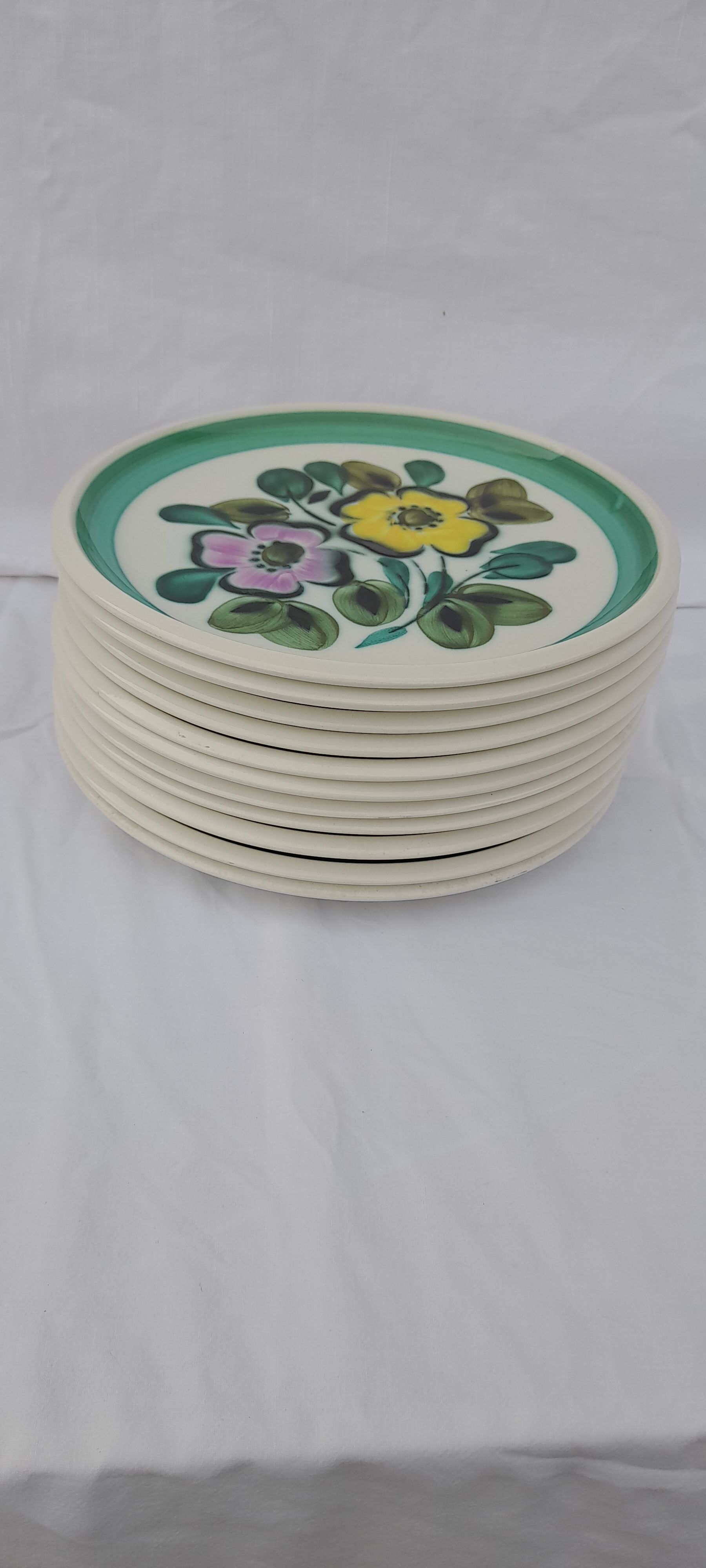 10 tiled dessert plates Boch Belgium