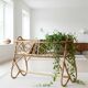 Vintage standing planter in rattan and bamboo – Riviera style, 1970s