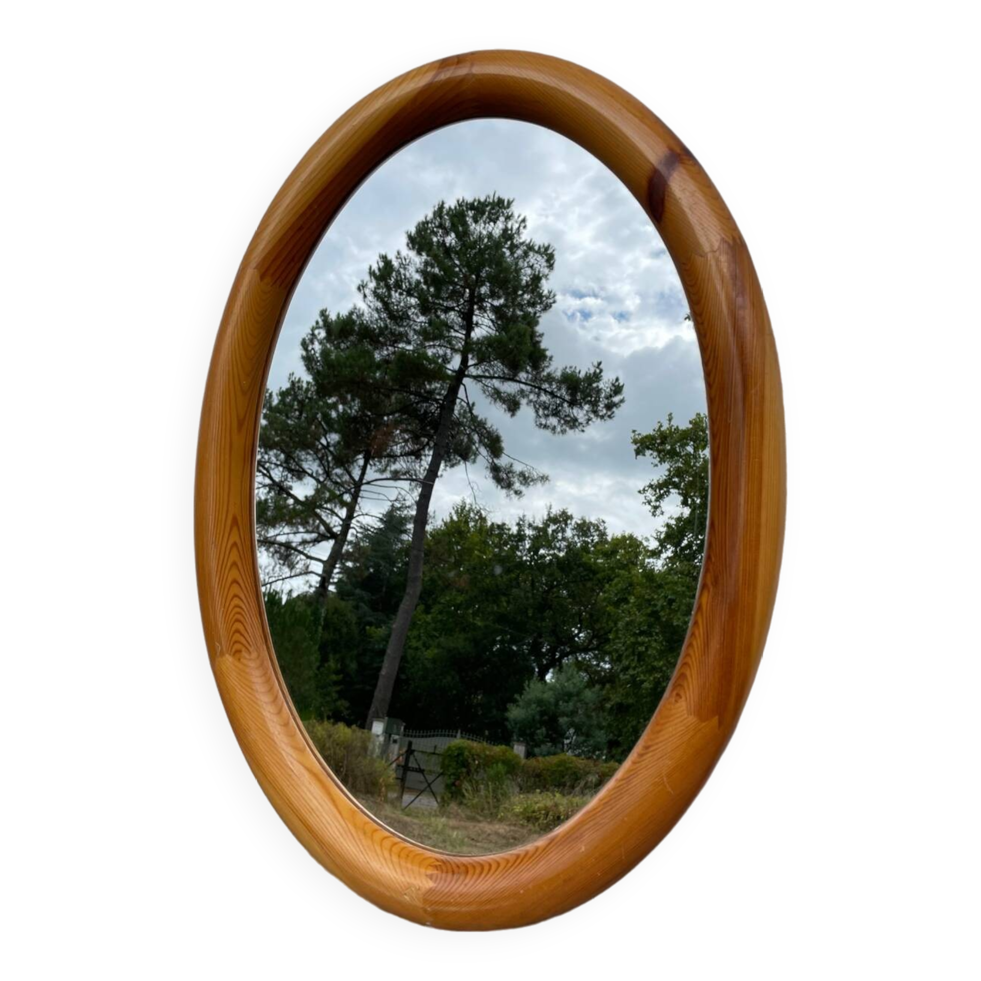 Oval pine mirror 1980 Regain