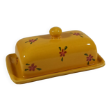 Glazed and decorated ceramic butter dish
