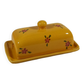 Glazed and decorated ceramic butter dish