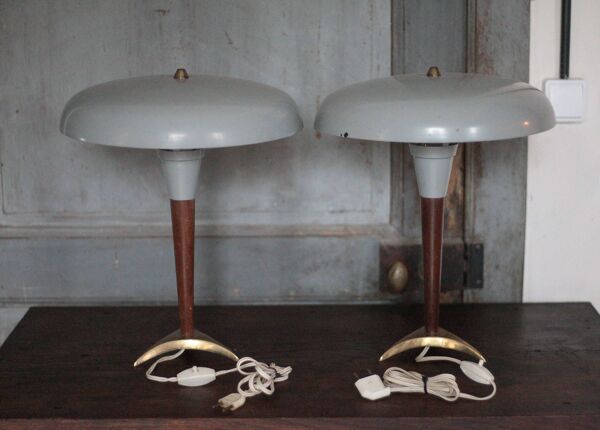 Paire de lampe tripode design des années 50, lampe de chevet, déco