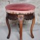 Victorian style stool, wooden and pink velvet stool, piano stool