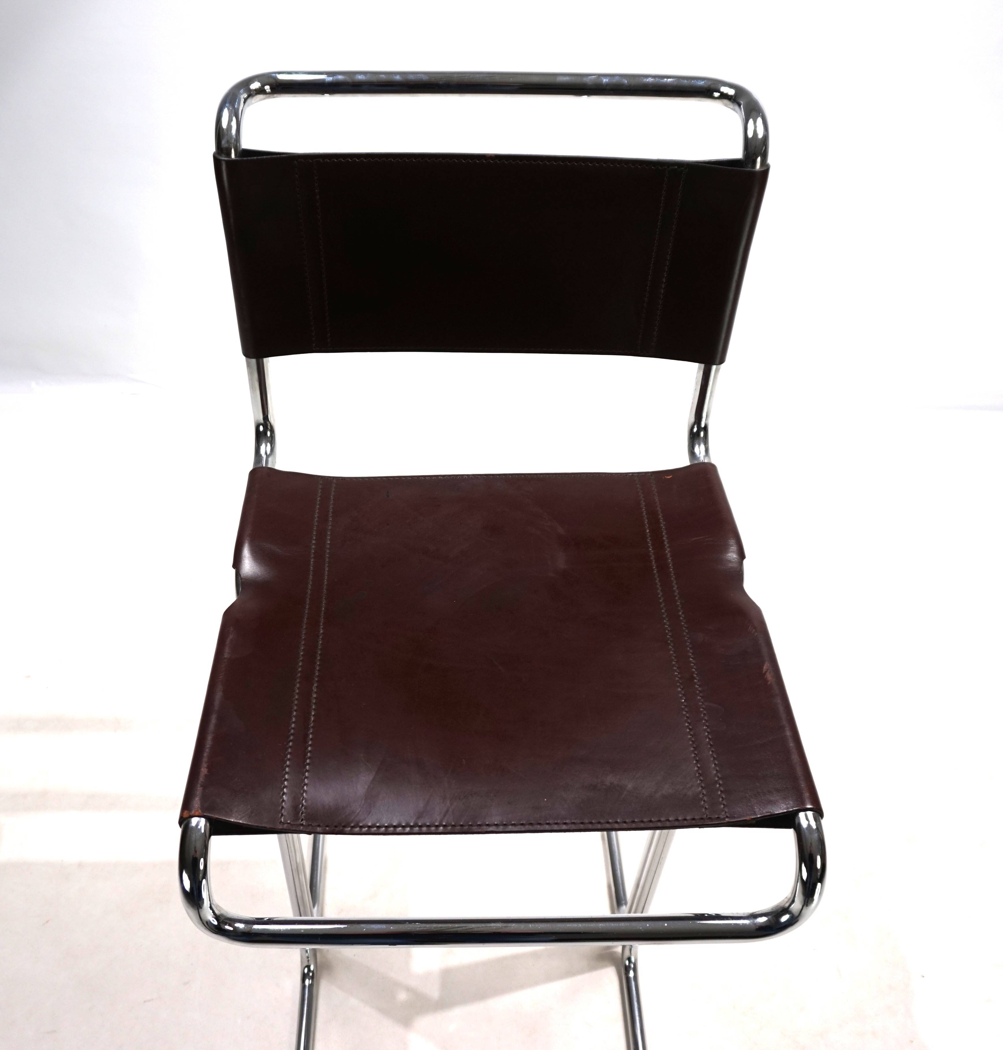 Ensemble de 4 tabourets de bar en acier tubulaire Linea Veam, 1960