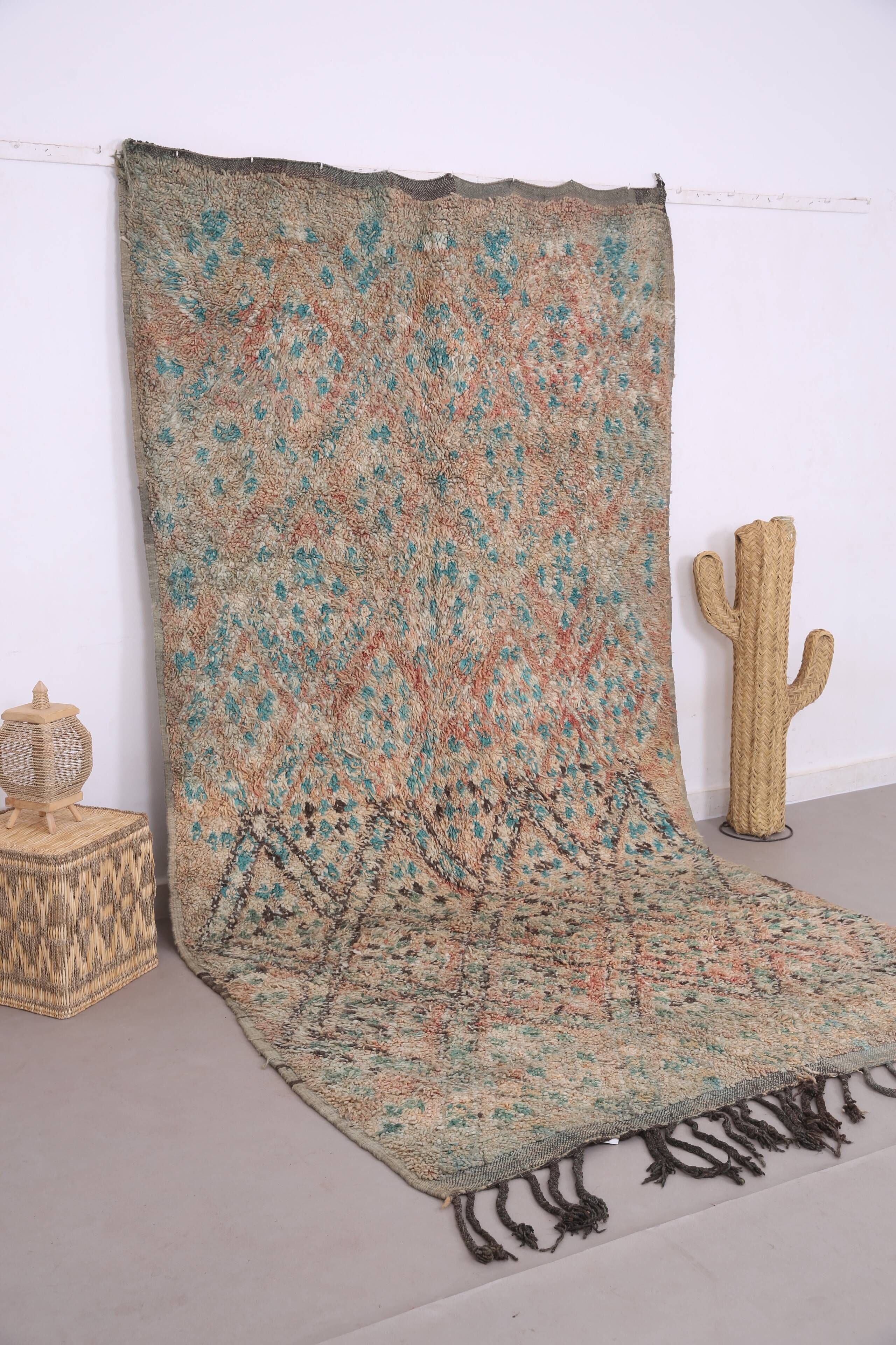 Tapis en laine marocain vintage 173 x 339 cm - Tapis fait main berbère style bohème