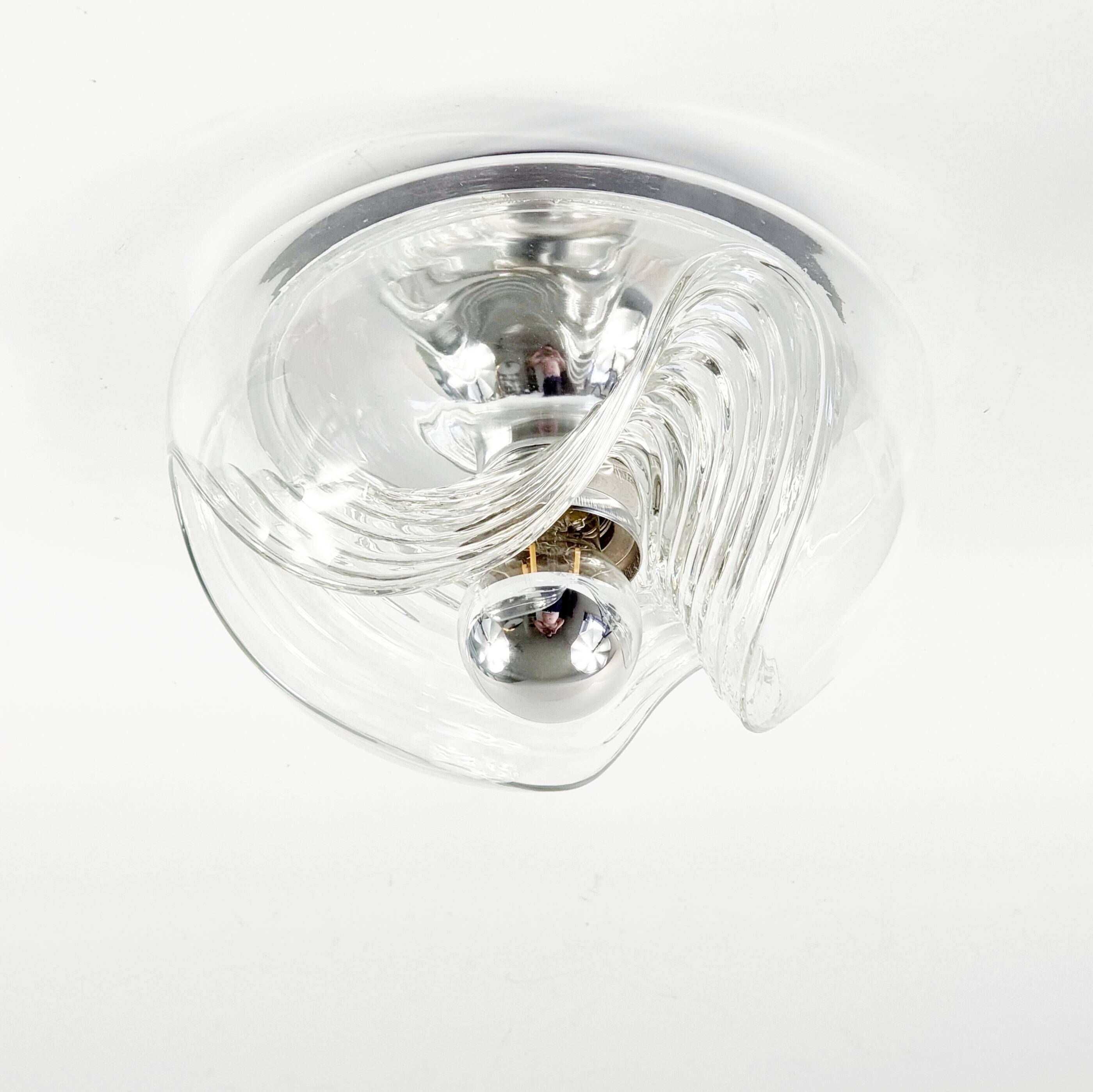 Large Mid-Century Modern Wave Flush Mount by Koch & Lowy for Peill & Putzler, Germany, 1960s/1970s