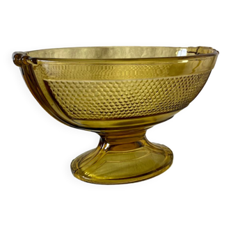 Large vintage yellow glass bowl