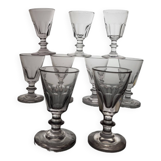 9 verres à vin style Caton / Baccarat XIXeme